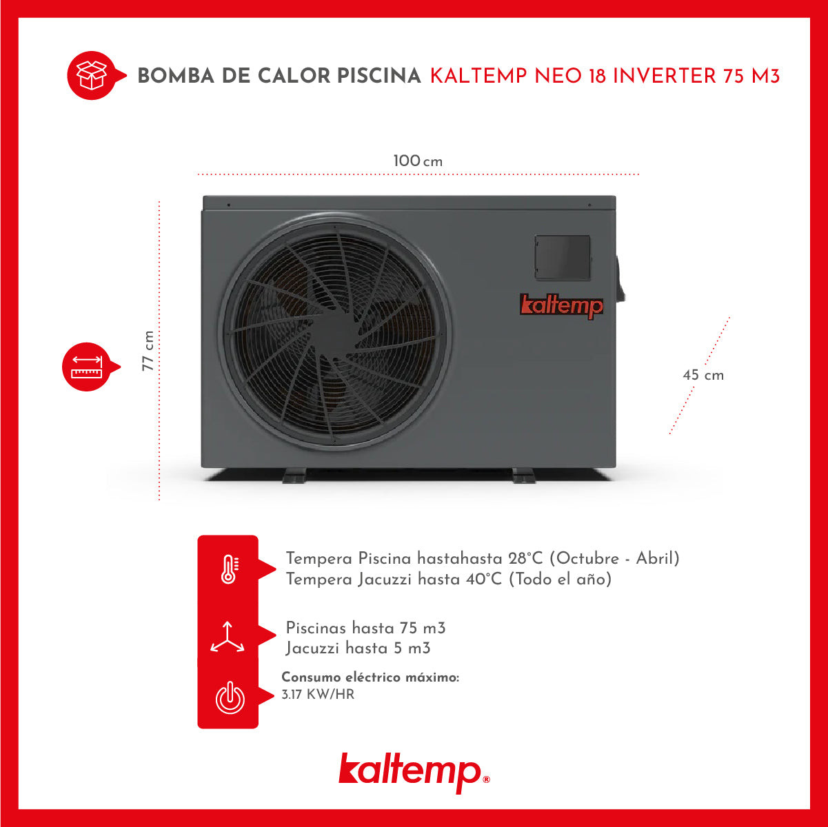 Kaltemp Pooltemp Neo 18 Full Inverter | 80 m3 + Instalación